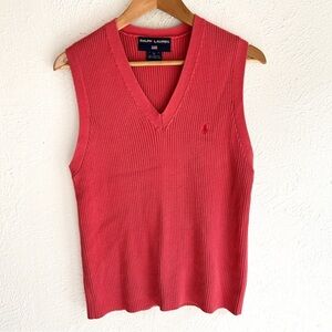 Vintage Ralph Lauren Polo Sport Ribbed Knit Sweater Vest Large Pink